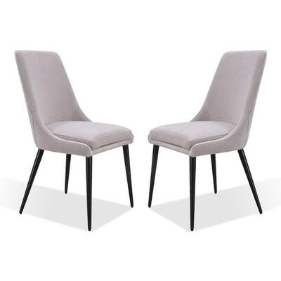 Benjara Valo Contemporary Silver and Black with Micro Fabric Cushion Chrome  Side Chair (Set of 2) BM131327 - The Home Depot