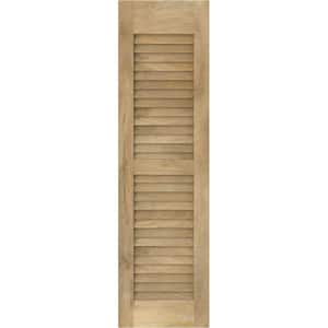 12 in. W x 36 in. H Americraft 2 Equal Louver Exterior Real Wood Shutters (Per Pair) in Unfinished