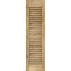 Americraft 12 in. W x 48 in. H 2-Equal Louver Exterior Real Wood Shutters Pair in Unfinished