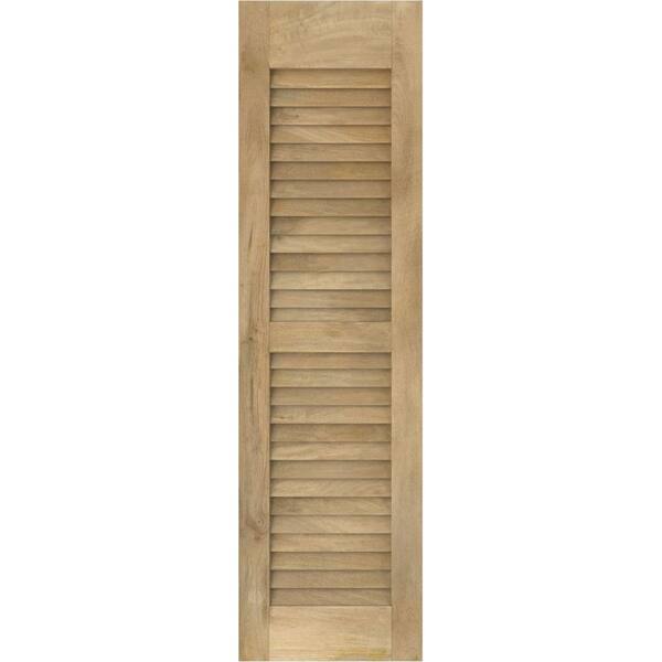 Ekena Millwork Americraft 15 in. W x 57 in. H 2-Equal Louver Exterior Real Wood Shutters Pair in Unfinished