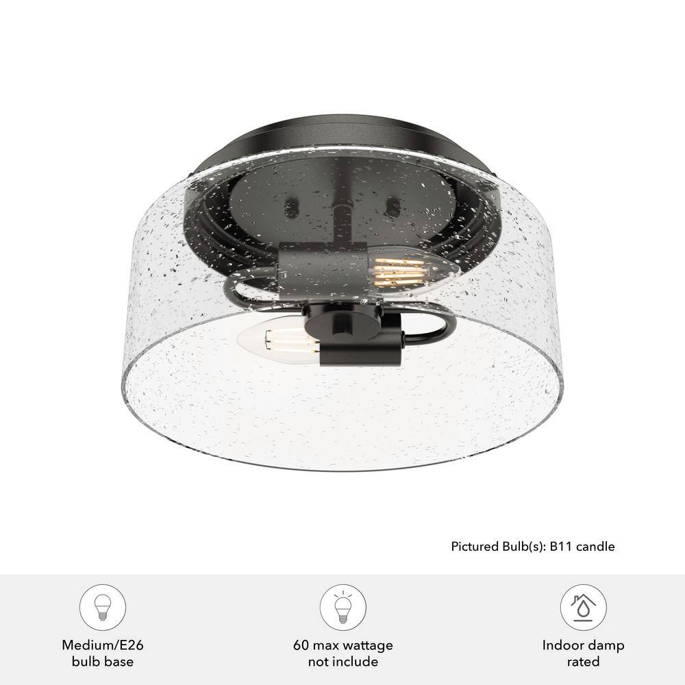 Hartland Noble Bronze Seeded Glass 11.5" LED Flush Mount Light