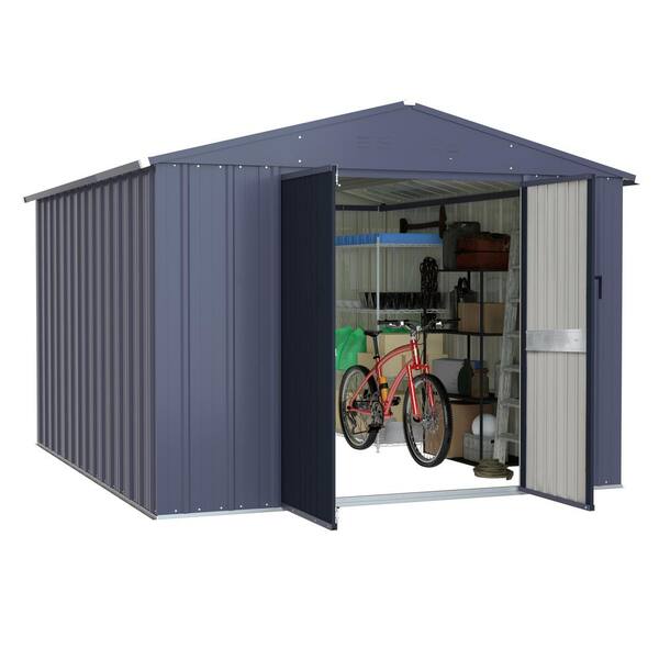 VEIKOUS 8 ft. W x 12 ft. D Outdoor Metal Storage Shed in Gray (96