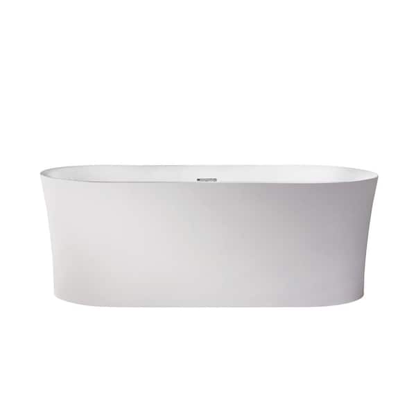 Vinnova Aubrey 67 in. x 31.5 in. Acrylic Flatbottom Soaking Bathtub in White