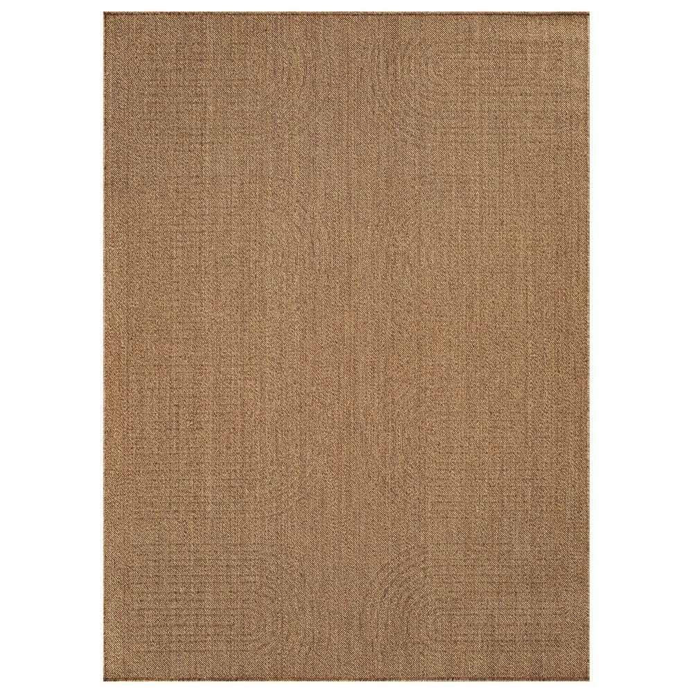Geometric Border Natural/Jute Easy-Care Indoor/Outdoor Flat Woven 7 ft. 10 in. x 10 ft. Natural Area Rug