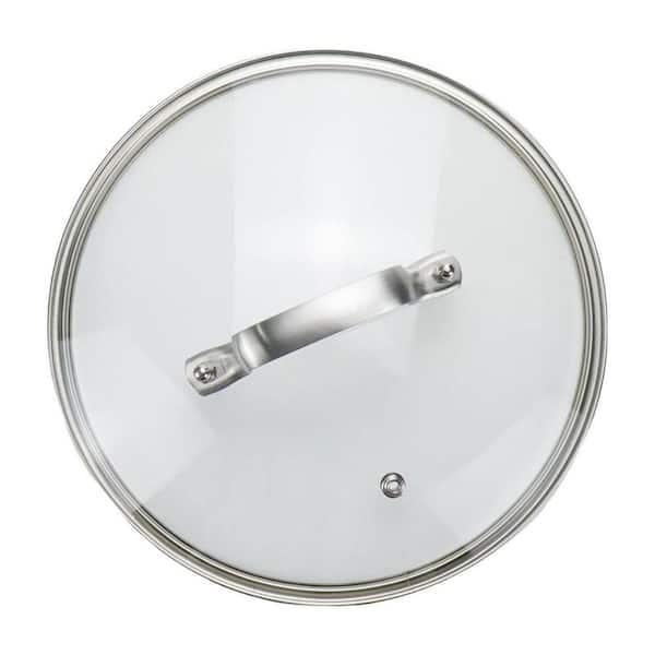 Matte Silver Tempered Glass Stainless Steel Handle High Temp Resistant Clear Lid with Air Port 1-Piece Set