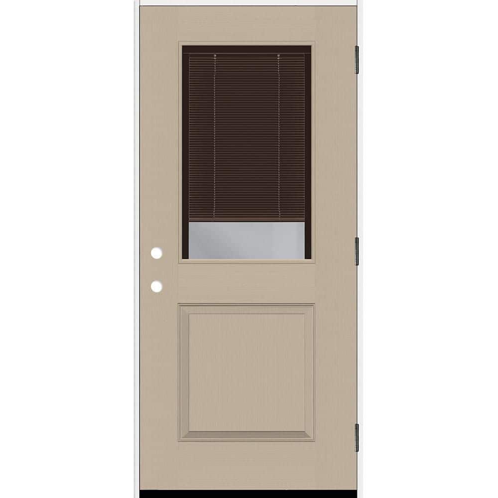 Legacy 36 in. x 80 in. 1/2 Lite Clear Glass Mocha Miniblind LHOS Sandstone Fiberglass Prehung Door w/4-9/16 in. Jamb price history on PriceWatchPro