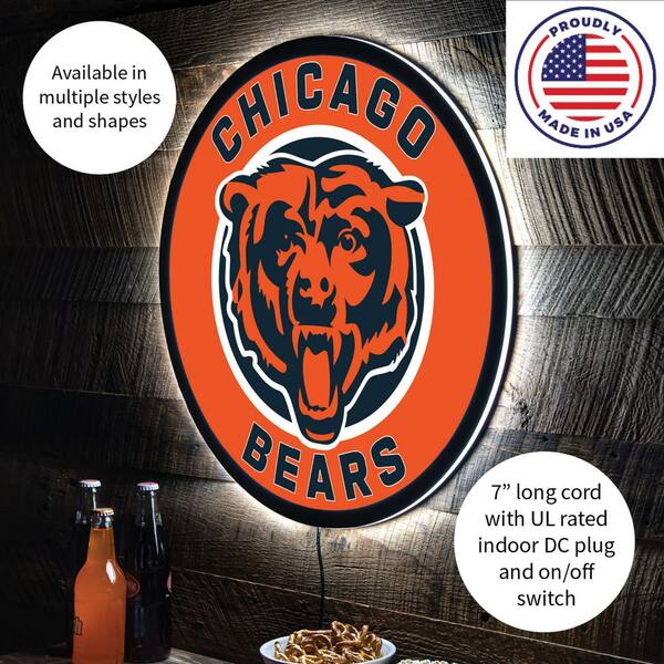 Evergreen Ultra-Thin Edgelight LED Wall Decor, Round, Chicago Bears- 23 x  23 Inches Made In USA