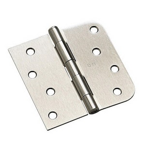 4 in. x 4 in. Brushed Nickel Full Mortise Combination Butt Hinge with Removable Pin (3-Pack)