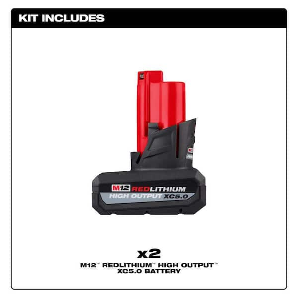 Milwaukee M12 12V Lithium-Ion XC High Output 5 Ah Battery (2-Pack