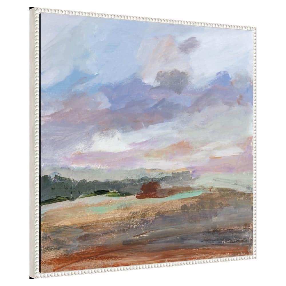 Seashore Without End Abstract Landscape Canvas Art in White Frame
