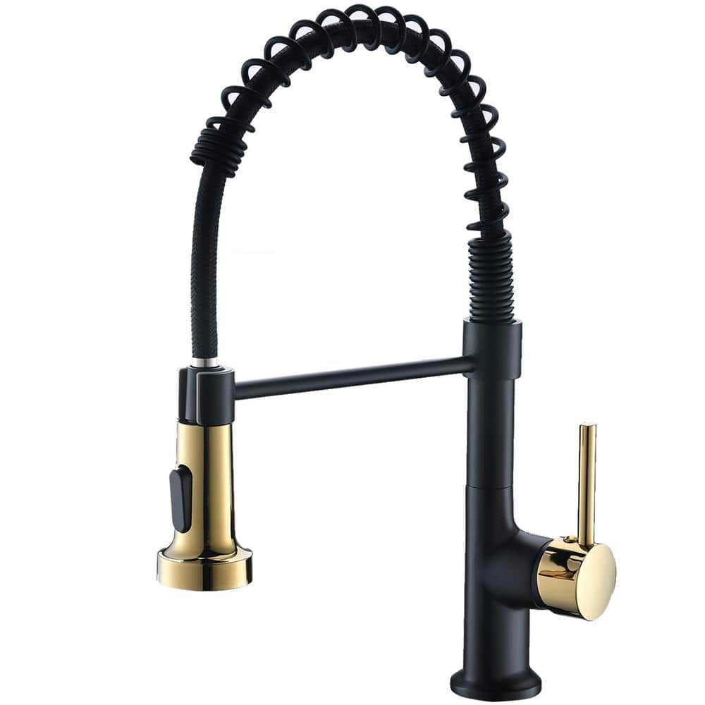 Single-Handle No Sensor Gooseneck Pull-Down Sprayer Kitchen Faucet in Matte