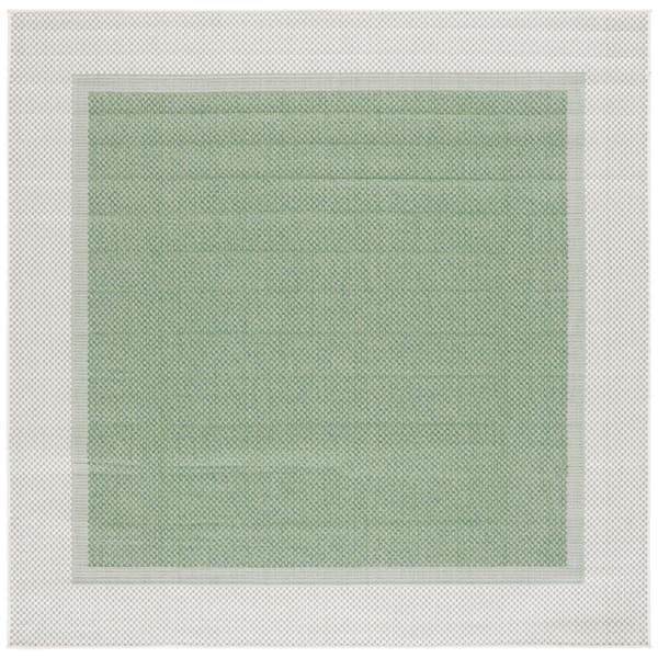 Bermuda Green/Ivory 7 ft. x 7 ft. 2-Toned Border Square Indoor/Outdoor Area Rug
