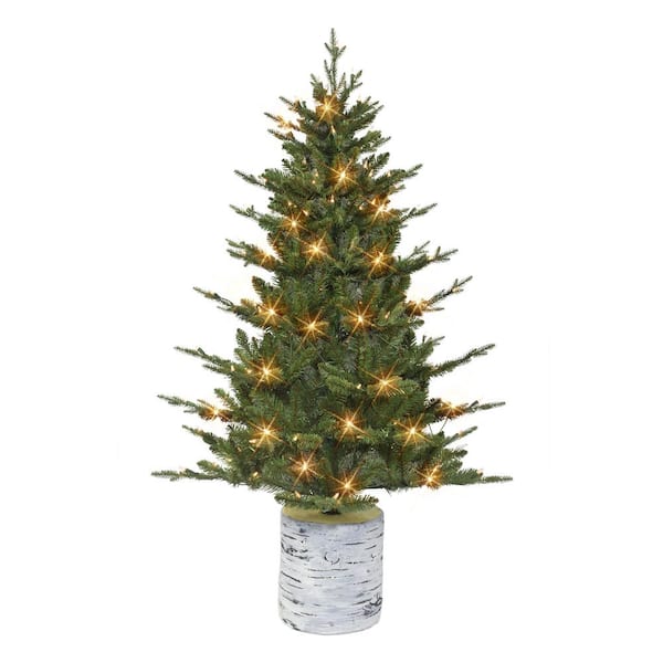 4.5 ft. Potted Artificial Christmas Tree with 150 UL Clear Incandescent Lights