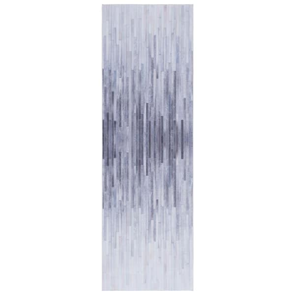 Faux Hide 3 ft. x 10 ft. Ivory/Light Gray Abstract Spotted Washable Runner Rug