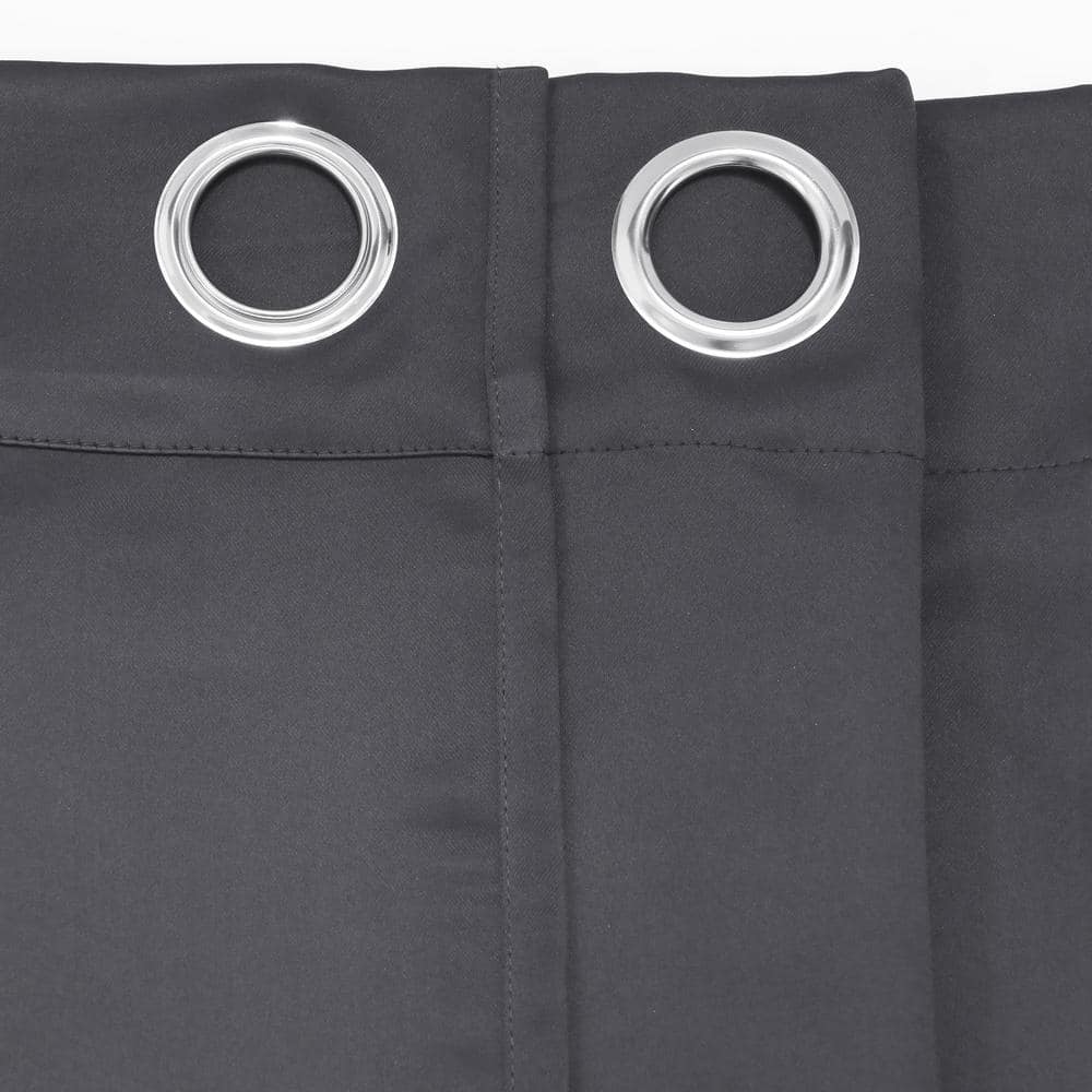 Dark Grey Polyester Blackout Grommet Window Panel