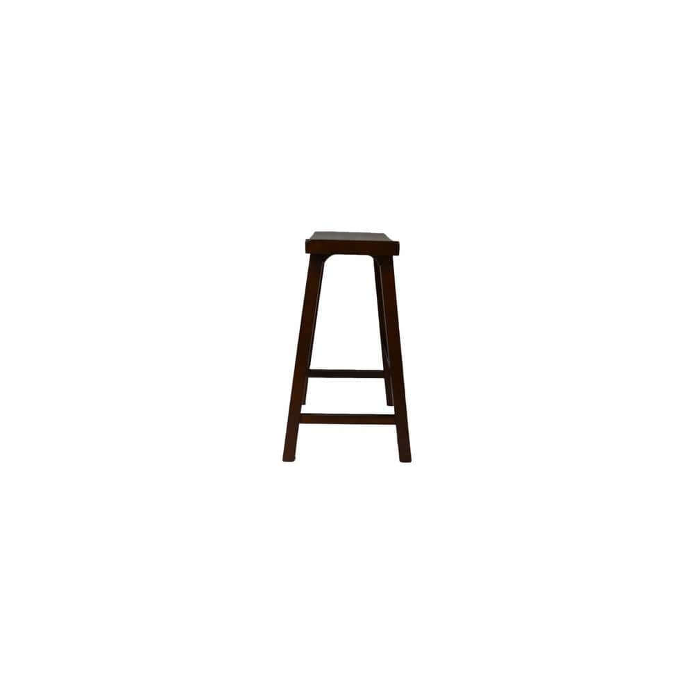 Walnut Saddle Style Backless Wood Counter Stool