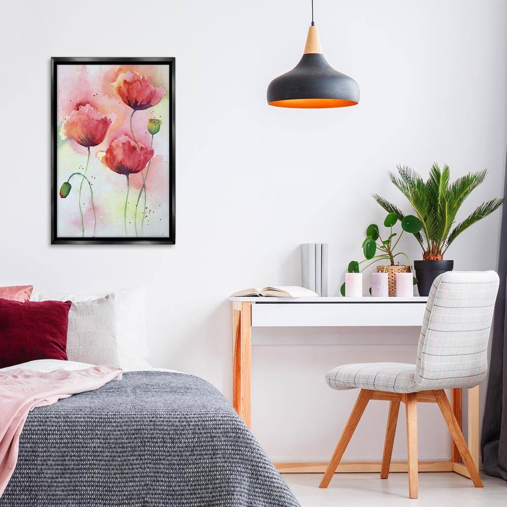 Red Poppies with Speckles by Stephanie Fielden Black Floater Frame Nature Graphic Art Print 31 in. x 21 in. price history on PriceWatchPro