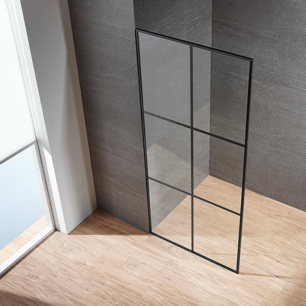 34'' W Matte Black Framed Clear Glass Shower Enclosure