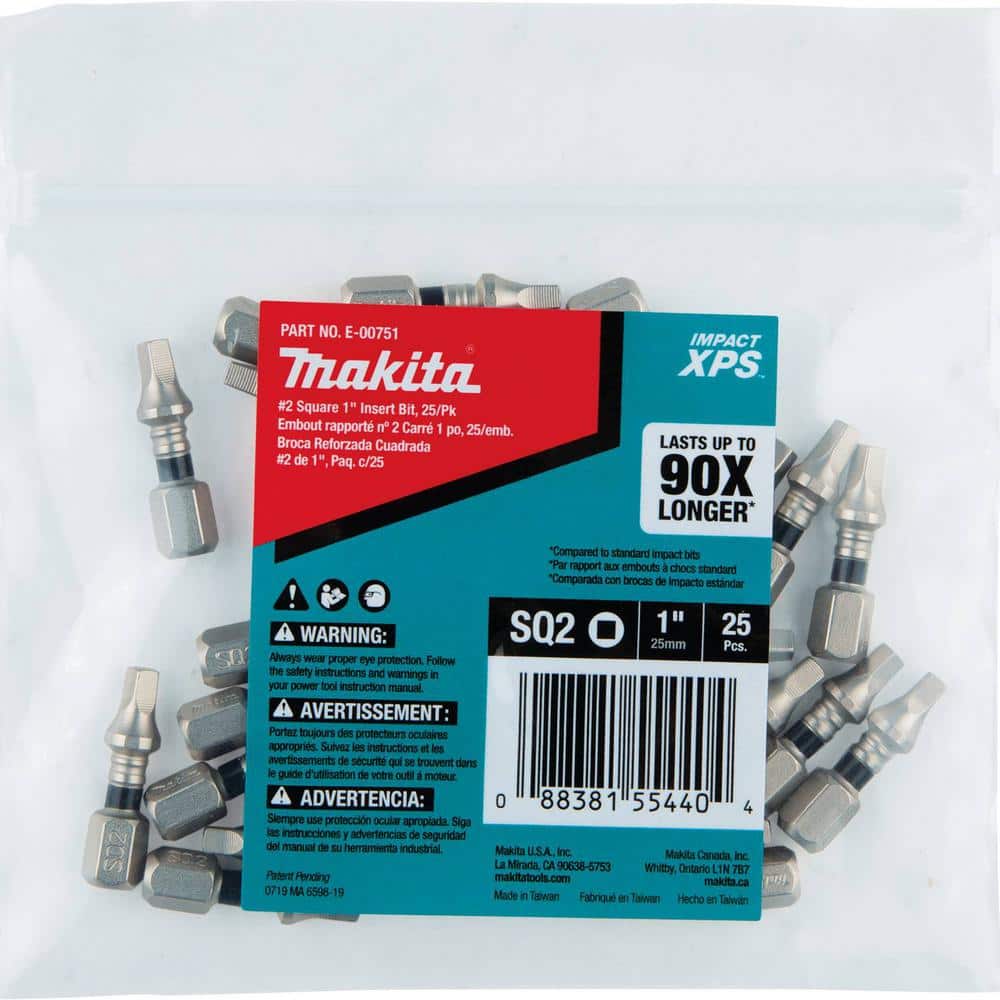 Makita Impact XPS 2 Square 1 in. Insert Bit Bulk (25Pack) E00751