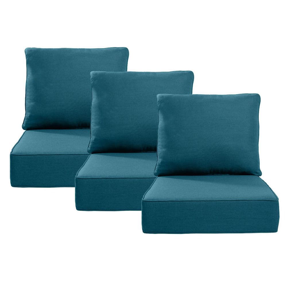 24 in. x 24 in. x 6 in. 6-Piece CushionGuard Outdoor Thicken Sofa Deep Seat Replacement Cushion Set in Peacock Blue price history on PriceWatchPro