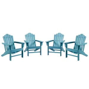 Classic Blue HDPE Plastic Adirondack Chair (4-Pack)