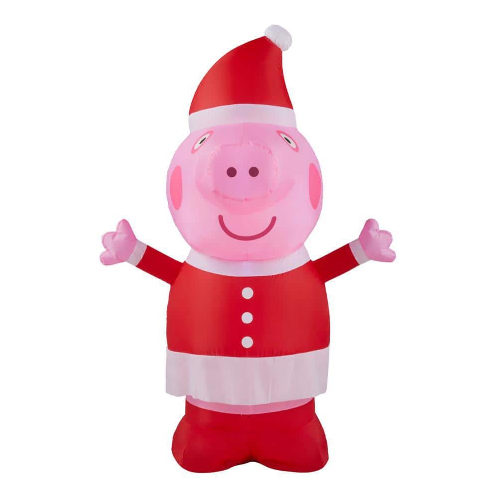 5Ft Pink Santa Pig w// Bow Lighted Airblown Inflatable Christmas Holiday Balloon