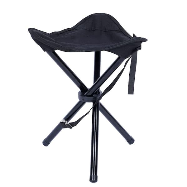 Siavonce Folding Tripod Camping Stool, Tri-Leg Slacker Chair Super Compact for Outdoor Picnic Travel Beach, Black