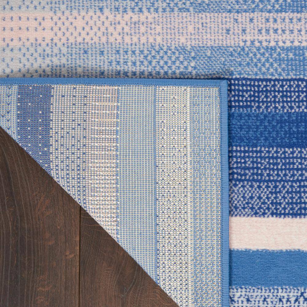 Whimsicle Blue Multicolor 8'4" x 11'6" Synthetic Stripe Rug