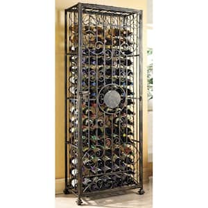 96-Bottle Antique Bronze Floor Wine Rack