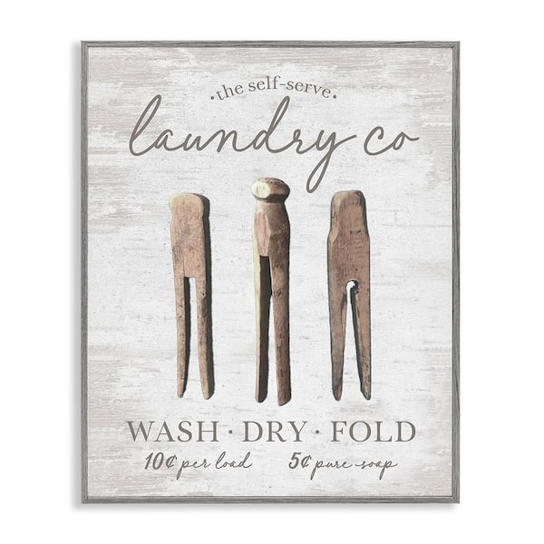 Distressed Laundry Co by Lettered and Lined 1-Piece Gray Framed Typography Giclee Art Print 14 in. x 11 in.