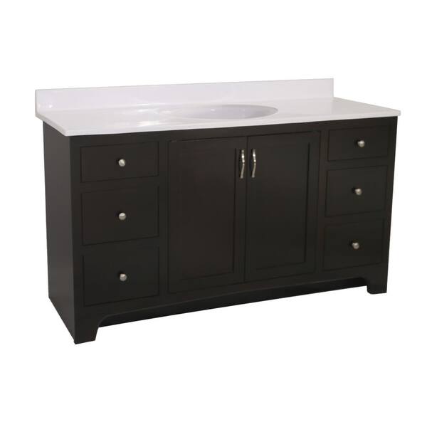 Design House Ready to Assemble 48 in. x 21 in. x 33-1/2 in. 2-Door 4-Drawer Vanity with Solid White Cultured Marble Vanity Top