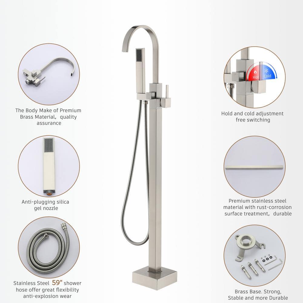 PENGFANG WORLDWIDE LLC P016BNTF Single Handle Floor Mounted Tub Faucet with Handshower
