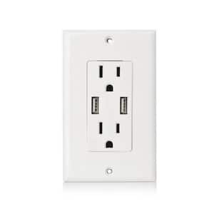 Electrical Outlet Receptacle with 2-High Power USB Ports