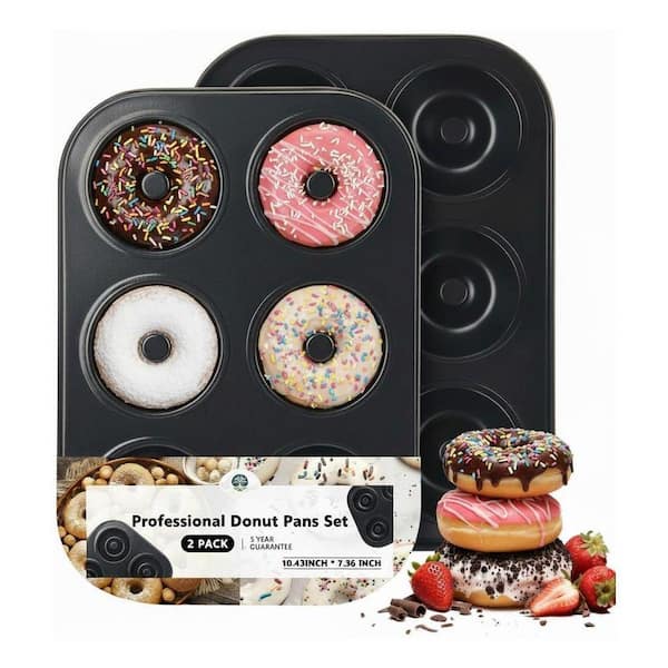 2 Pack Non-Stick 6-Cavity Mini Carbon Steel Donut Pan Set, Quick Heat Dissipation, Dishwasher Oven Safe
