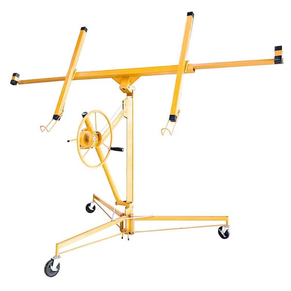 Tunearary 11 ft. Drywall Panel Lifter, Drywall Panel hoist, Jack Lifter Jack Rolling Caster Panel Hoist, Yellow