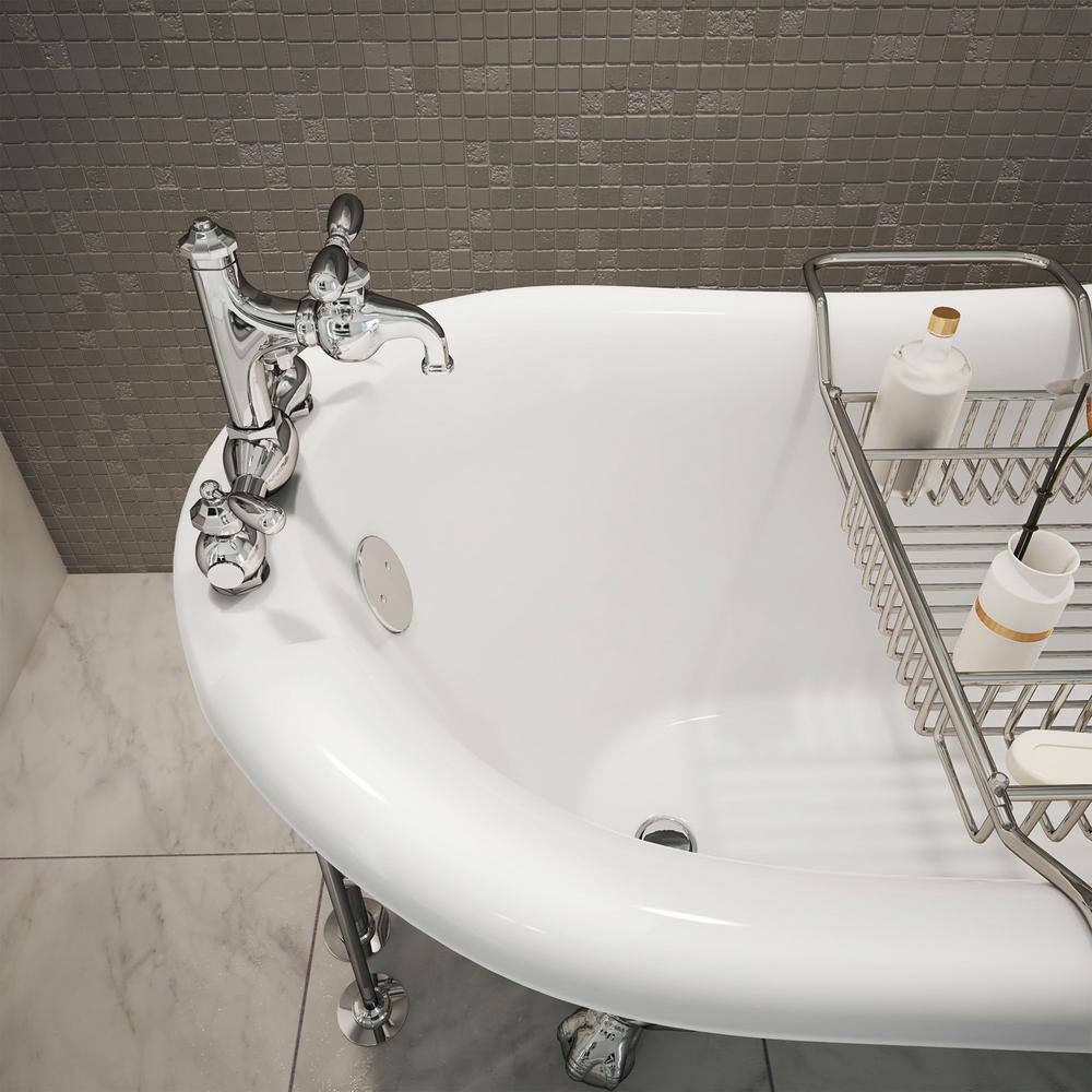 61" White Acrylic Freestanding Clawfoot Bathtub