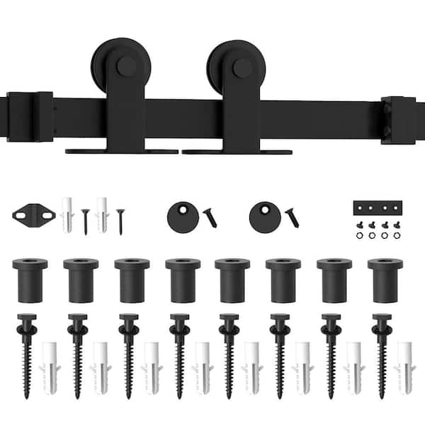 WINSOON 11 ft. /132 in. Top Mount Sliding Barn Door Hardware Track Kit for Single Door with Non-Routed Floor Guide