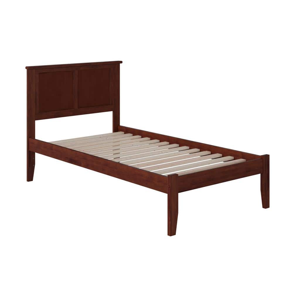 Walnut Twin XL Wood Platform Bed with Headboard