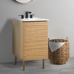 Aubert 20 in. W x 18 in. D x 33 in. H 2-Shelf Bath Vanity Cabinet without Top (Sink Basin not Included), Oak