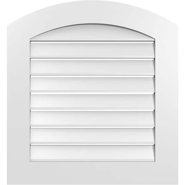 Ekena Millwork 26 in. x 26 in. Arch Top Surface Mount PVC Gable Vent: Decorative with Standard Frame