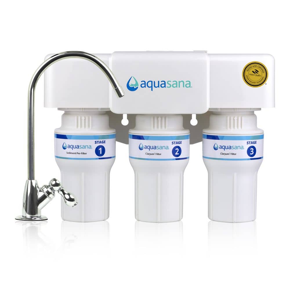 Aquasana Under Sink Drinking Water Filter : 3-Stage : Reduce up to