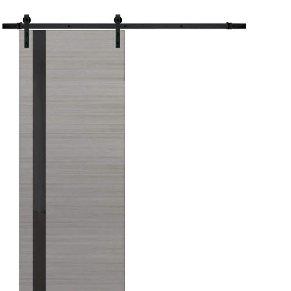 Assembly Required 36 in. x 96 in. 1-Panel Frosted Glass Gray Ash Solid Wood Sliding Barn Door with Hardware Kit price history on PriceWatchPro