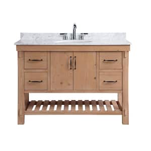 Marina 48 in. Single Bath Vanity in Driftwood with Marble Vanity Top in Carrara White with White Basin