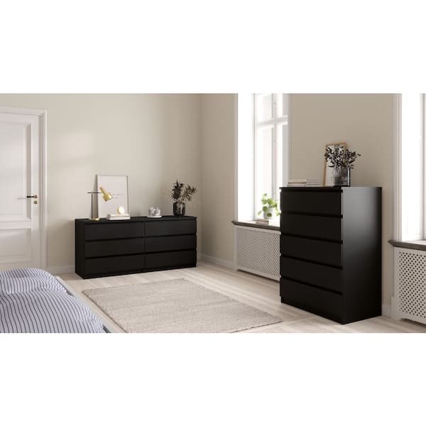 Tvilum Scottsdale Black Matte 6 Drawers 60.55 in. Dresser Without