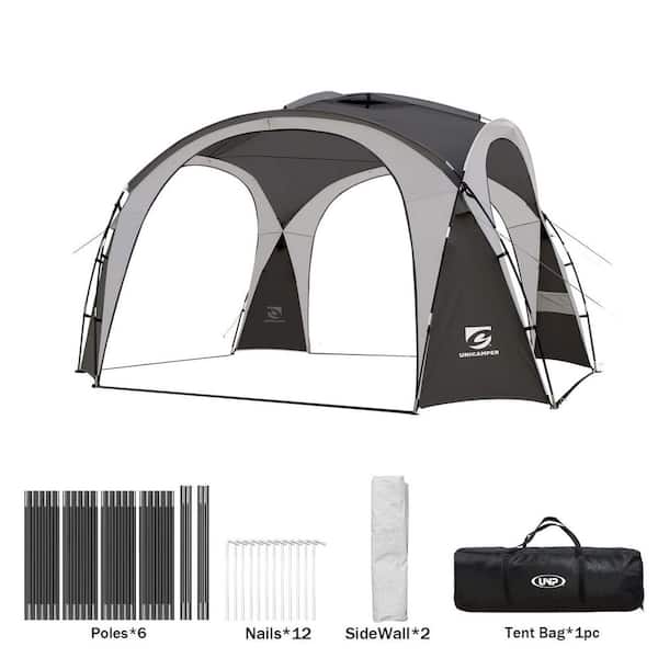 Sudzendf Gray 12 ft. x 12 ft. Pop Up Canopy Tent with Side Wall, Pegs, Stability Poles, Waterproof for Camping, Party, Picnics