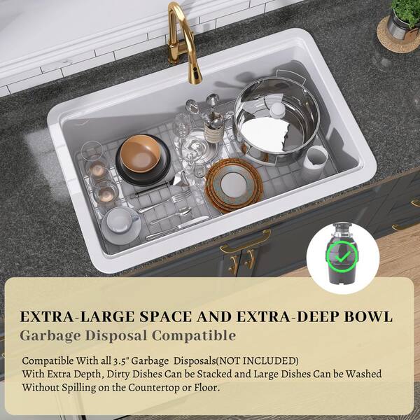 竹19 NTQ 33 in. Drop-in Kitchen Sinks Single Bowl Undermount Sink