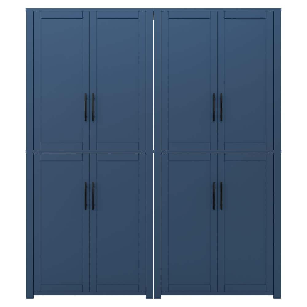 Lirago Navy Blue Wood 67 in. Tall Storage Cabinet with Adjustable