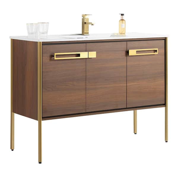 Oakville 48 in. W x 18.32 in. D x 33.5 in. H Bath Vanity in Walnut Ebony with White Ceramic Top