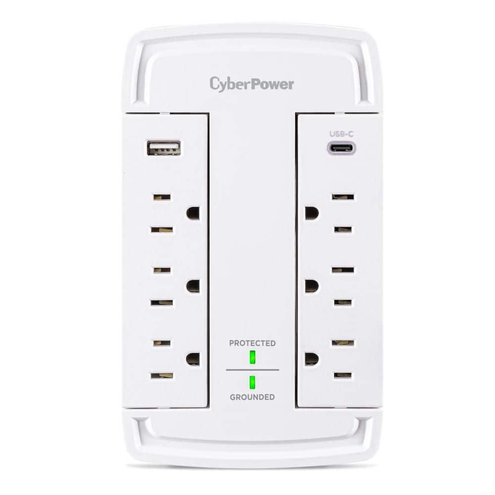 6-Outlet Wall Tap Surge Protector with USB-A and USB-C, 2400-Joule, White price history on PriceWatchPro