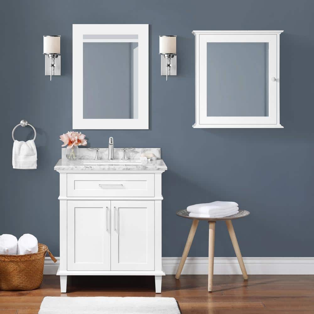 Sonoma 24 in. W x 8 in. D x 27 in. H Rectangular Surface Mount White Medicine Cabinet with Mirror price history on PriceWatchPro